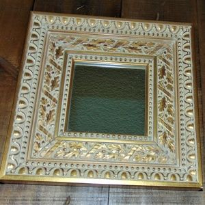 Square Wooden Framed Mirror Leaf Decor....